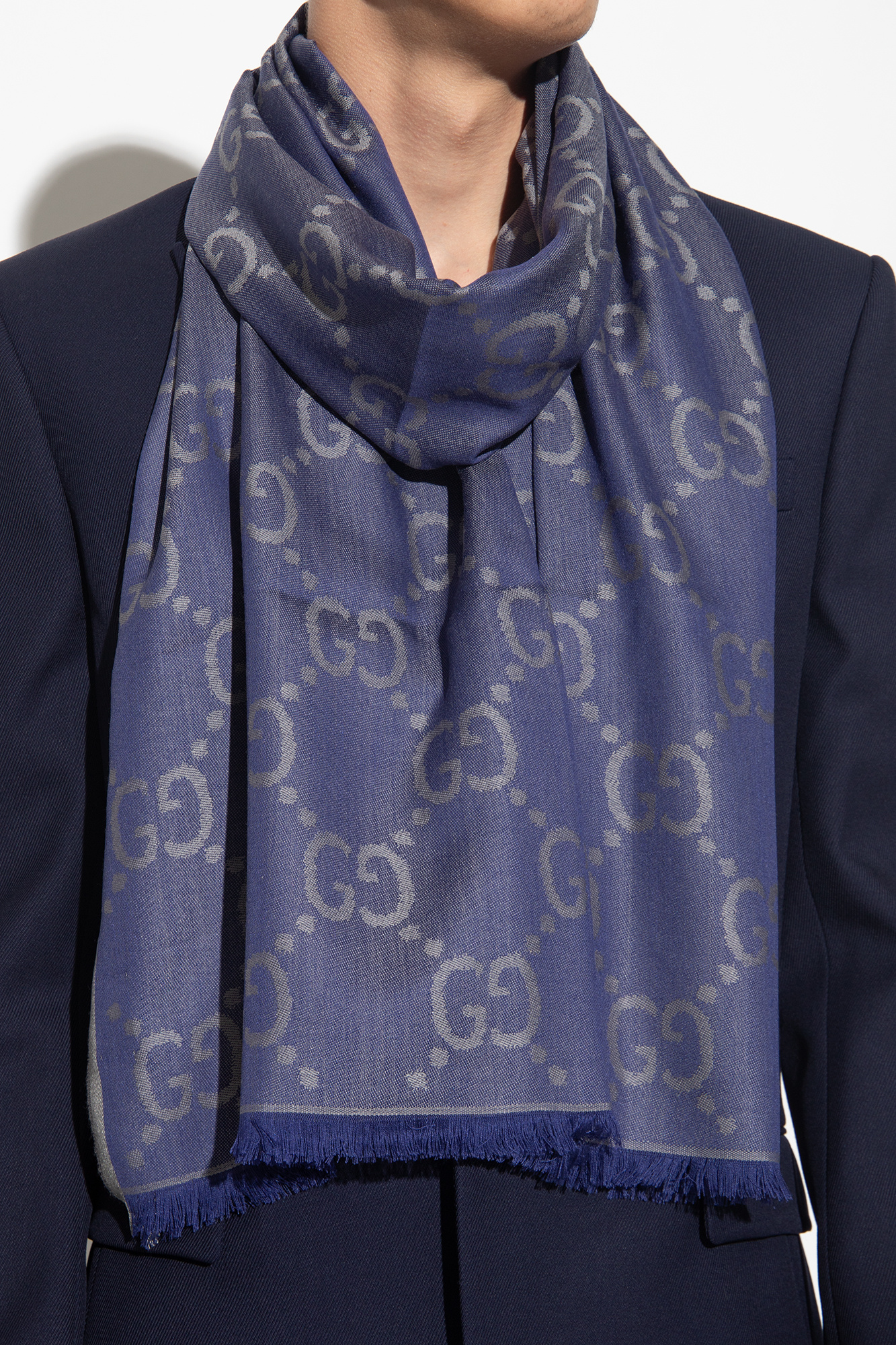 Gucci blue silk sales scarf